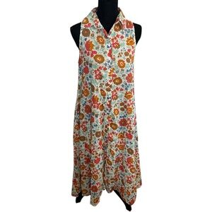 Livro Midi Dress Cotton Boho Colorful Sleeveless Button Up Summer Size Small